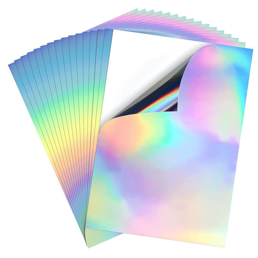 Printable Holographic Vinyl Sticker Paper for Inkjet, A4, 20 Sheets
