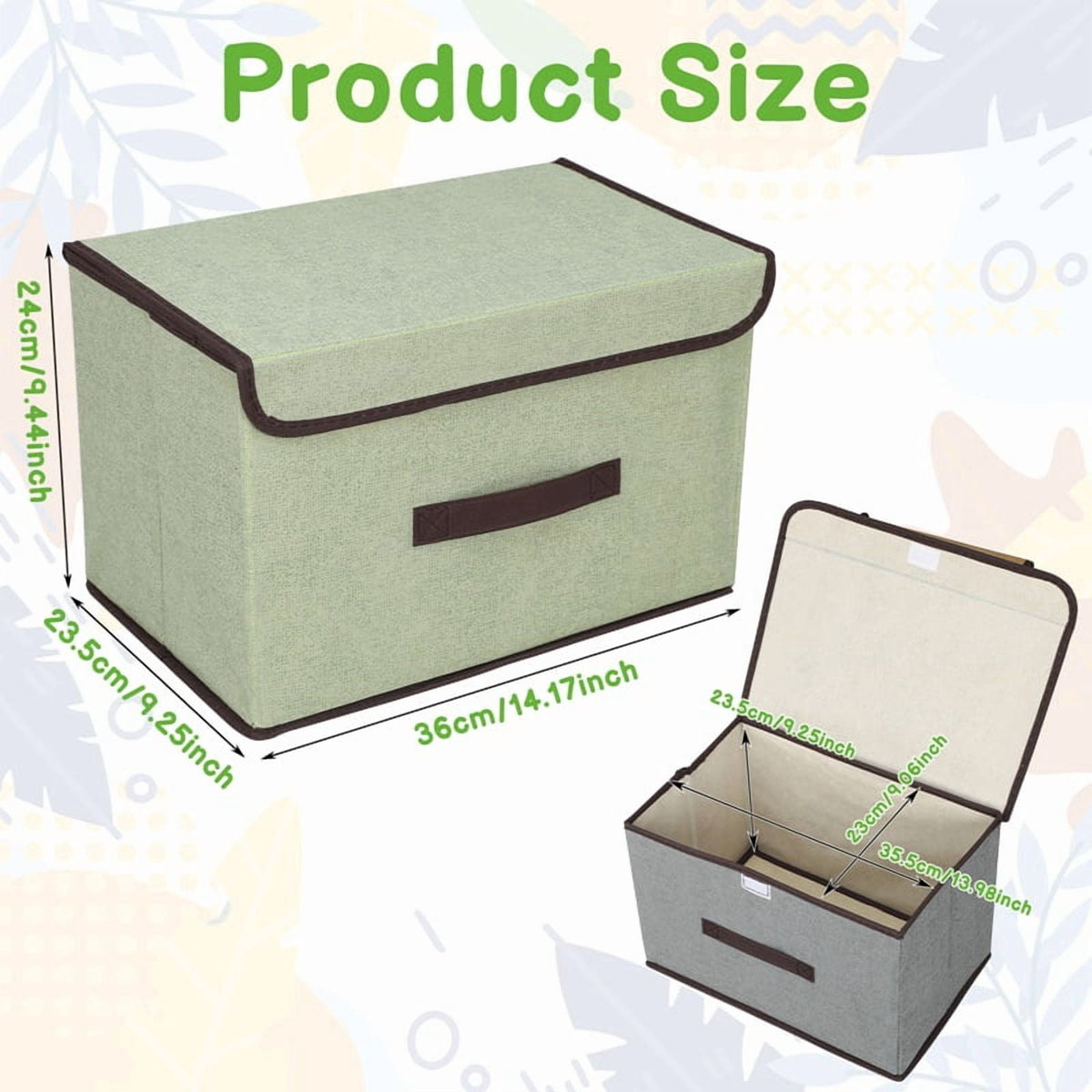 Fabric Storage Bins with Lids and Handles, 14 x 9 x 9 in, Stackable, 4-Pack - Image 2