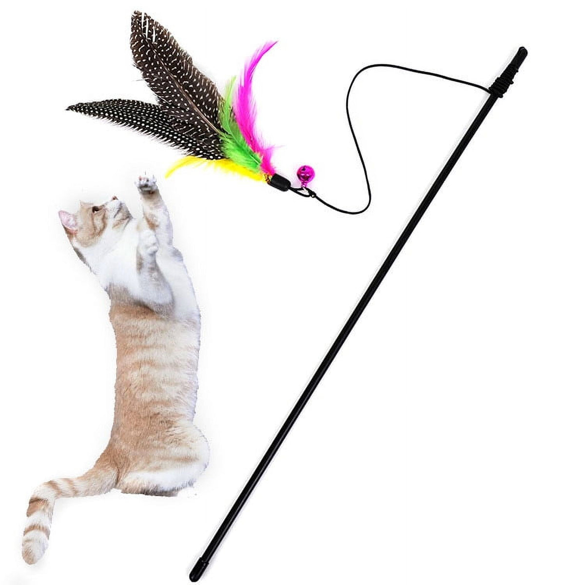 Retractable Cat Feather Wand with Bell Refills - Image 2