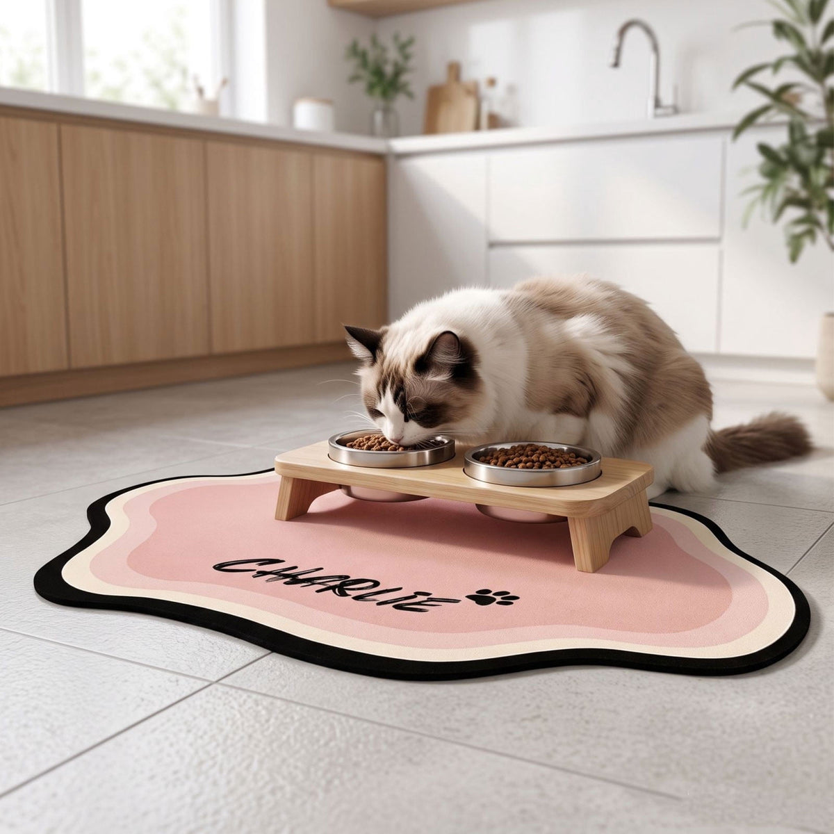 Absorbent Non-Slip Pet Feeding Mat, 40 x 30 cm, Pink - Image 3
