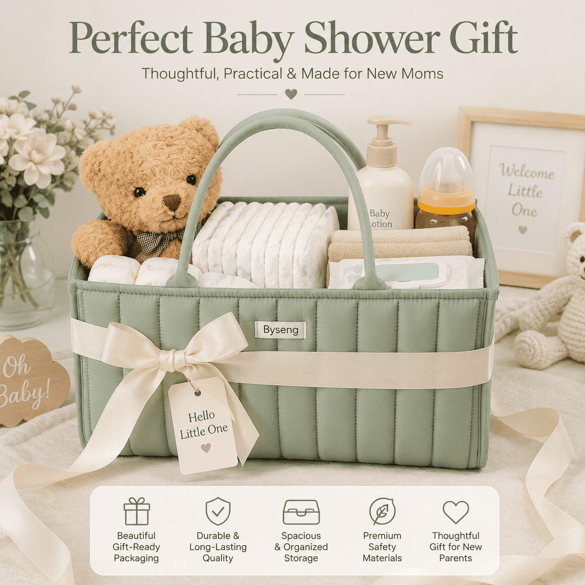 Portable Diaper Caddy with Handles and Removable Dividers - Image 6