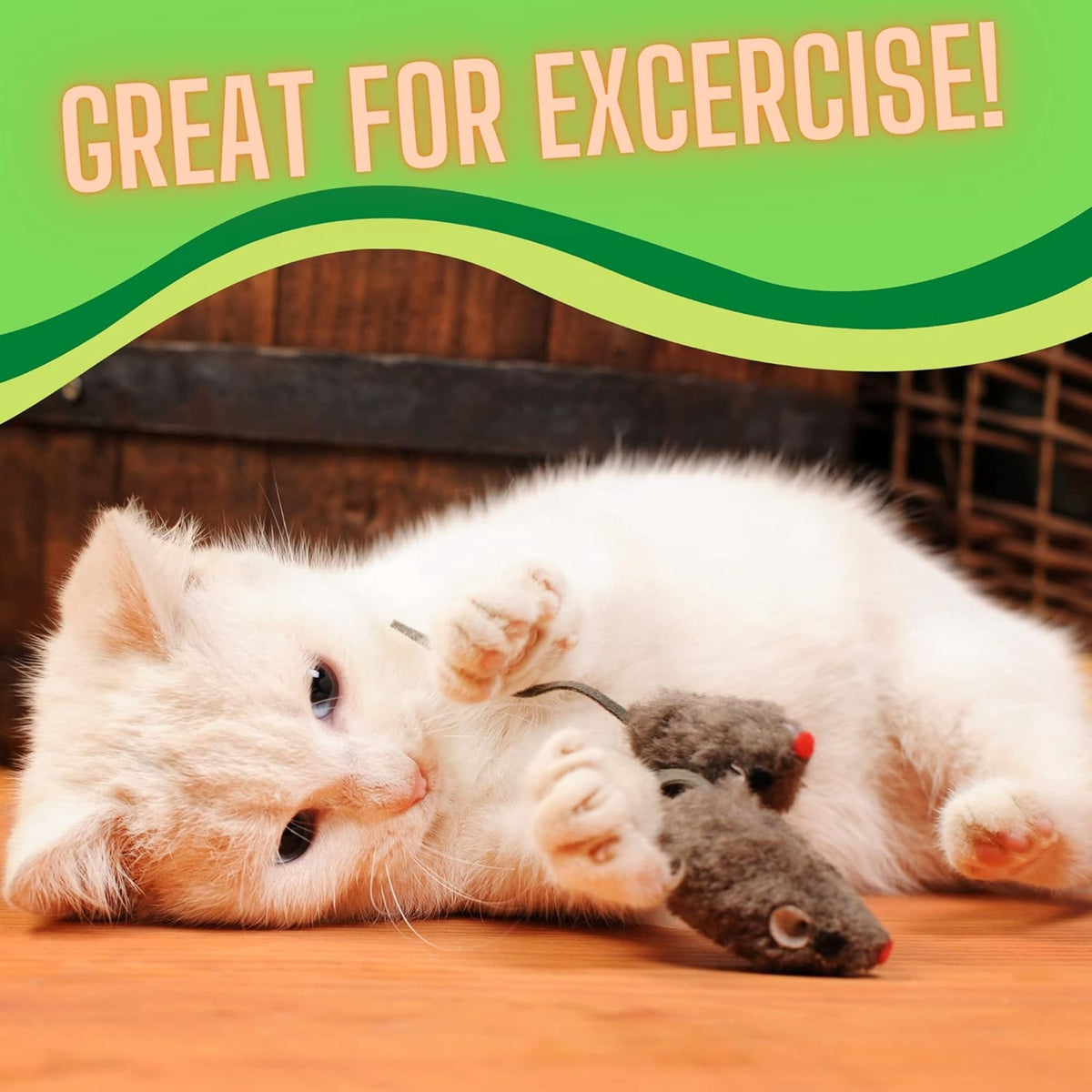 Realistic Fur Mouse Cat Toys with Rattle, White and Gray, 12-Pack - Image 6