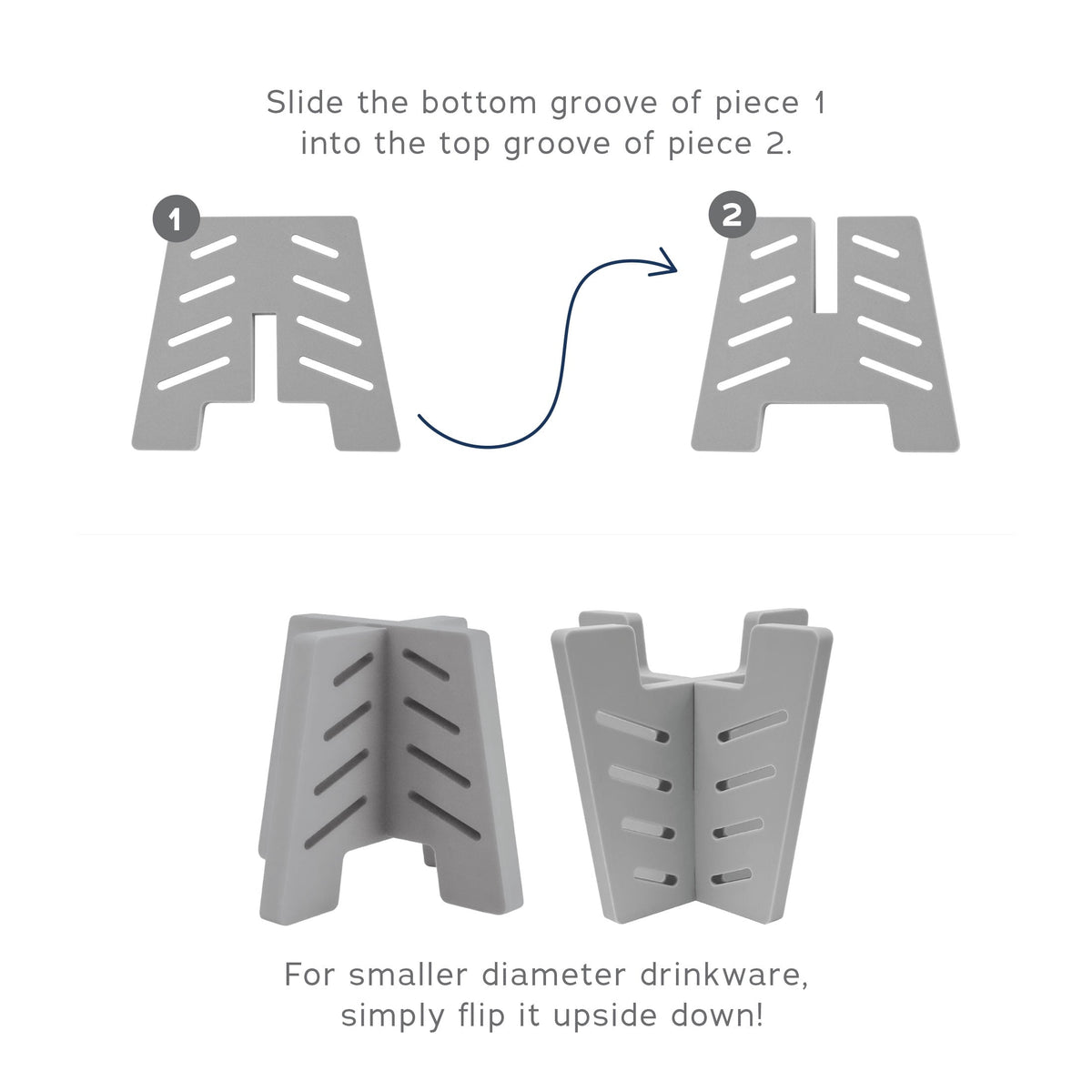 Cup-Side-Down Bottle and Tumbler Drying Rack, Gray - Image 3