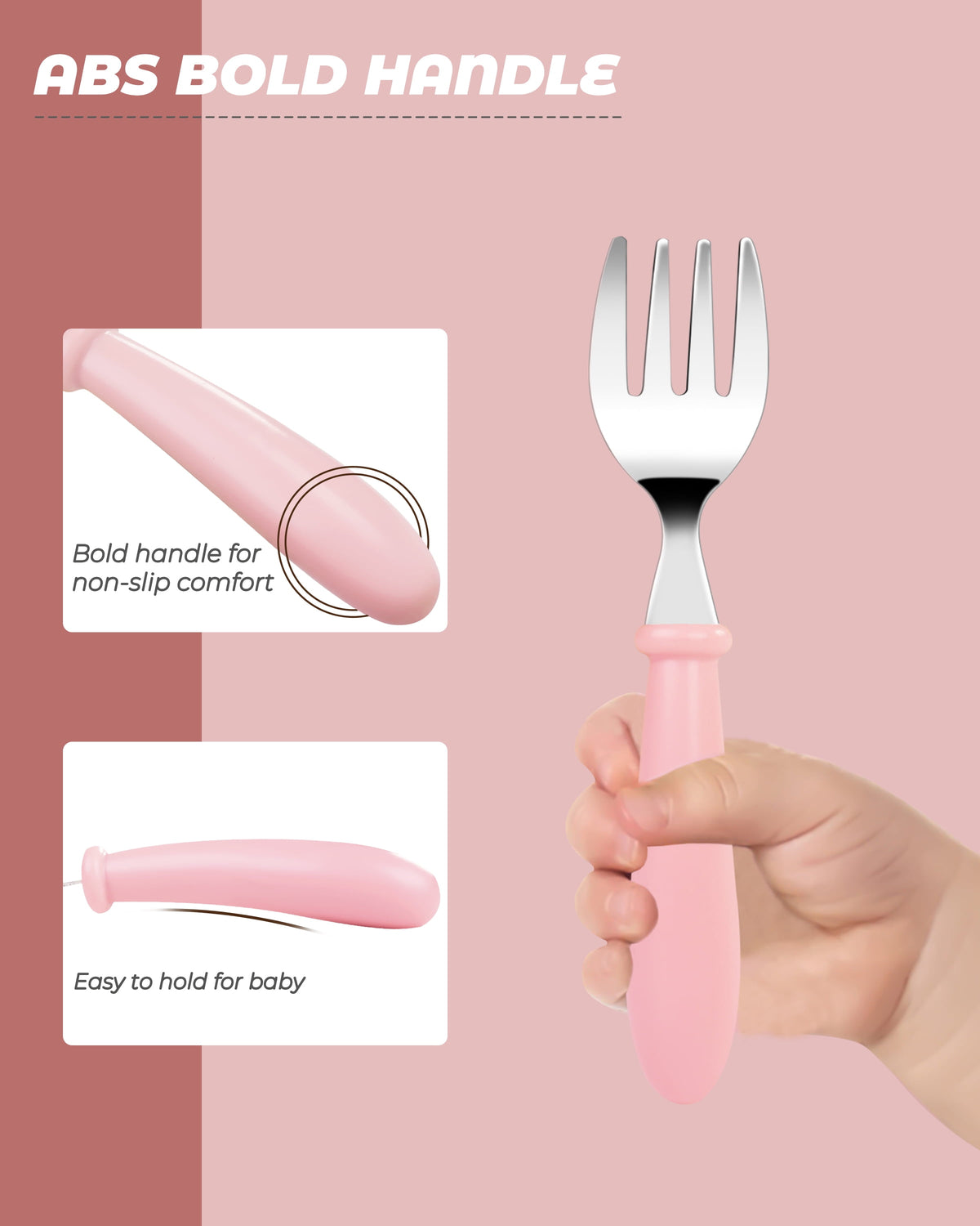 Toddler Forks and Spoons, Stainless Steel with Round Handles, 10 Pieces - Image 6
