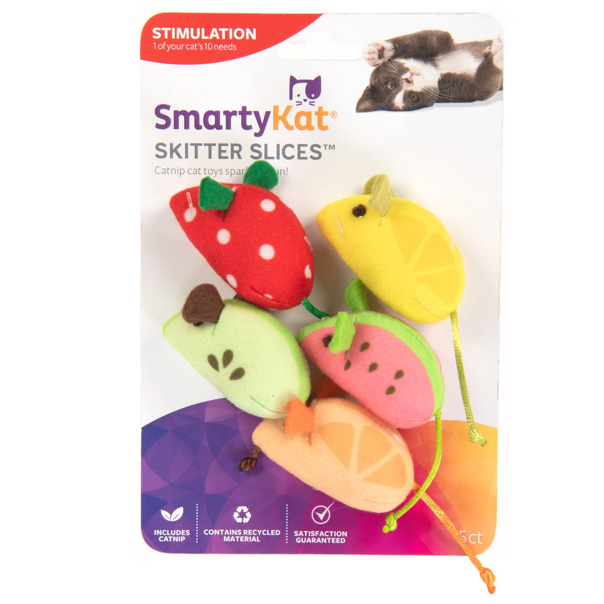 Plush Catnip Mice Cat Toys, Fruit-Slice Design, Set of 5 - Image 6